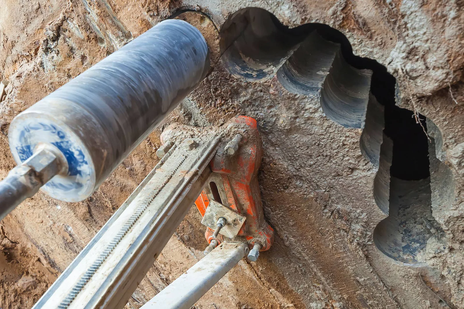 Diamond drilling site work Diamond drilling and concrete cutting equipment on site